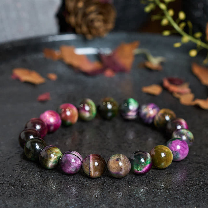 Buddha Stones Bracciale protettivo con perline colorate occhio di tigre rossa - Occhio di tigre rosso da 10 mm (circonferenza del polso: 16-17 cm) - image 0