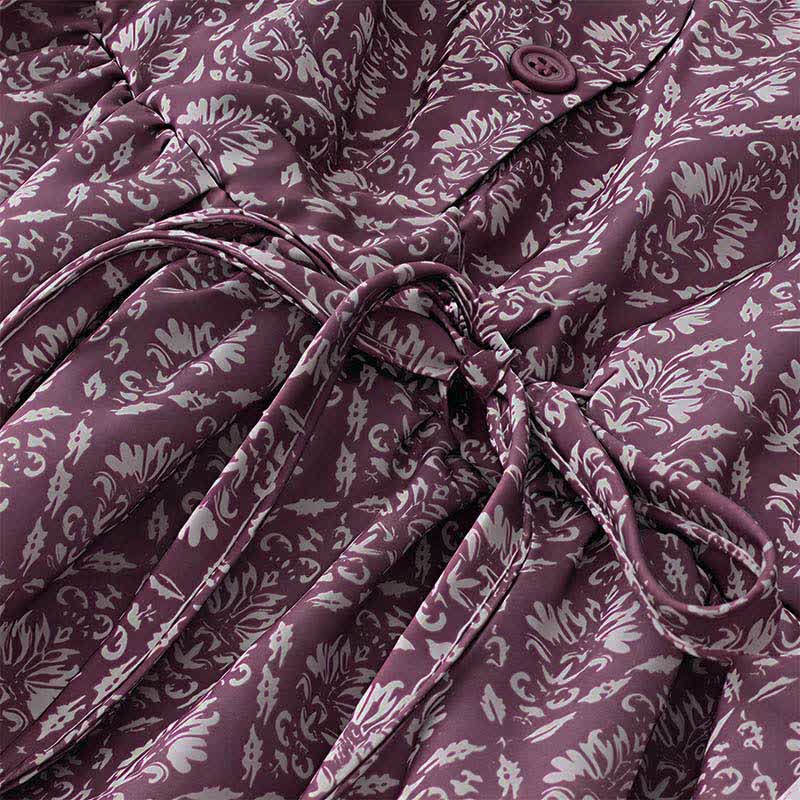 Buddha Stones Abito estivo da donna a maniche corte con coulisse, bottoni e stampa floreale, con tasche. - image 8