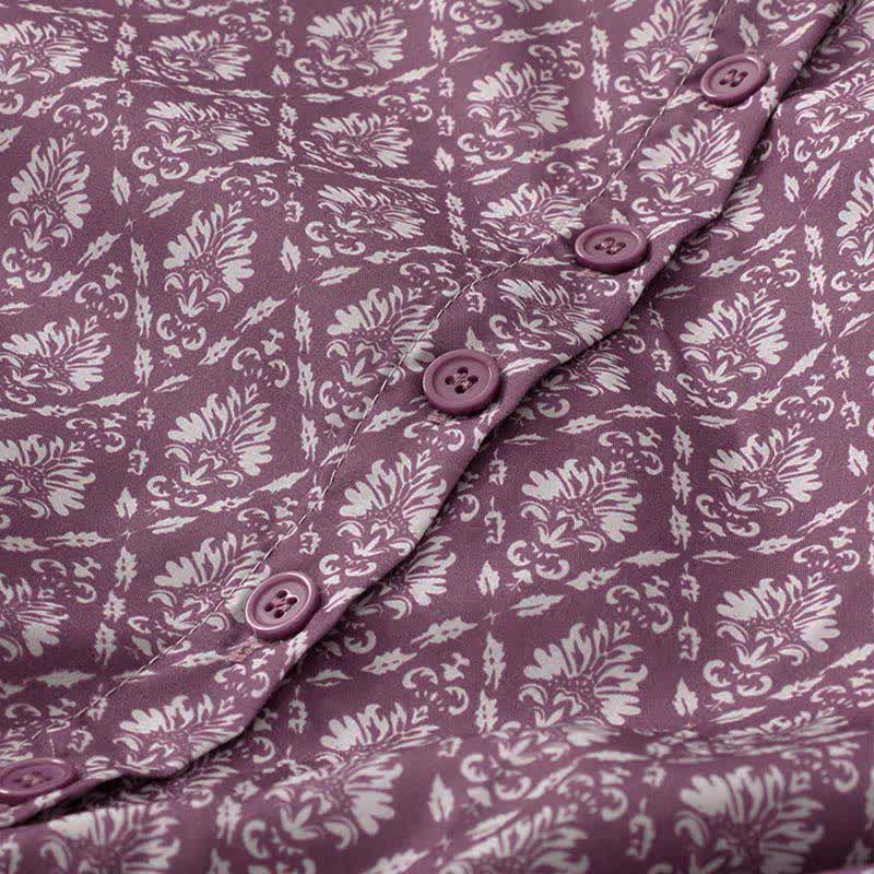 Buddha Stones Abito estivo da donna a maniche corte con coulisse, bottoni e stampa floreale, con tasche. - image 4