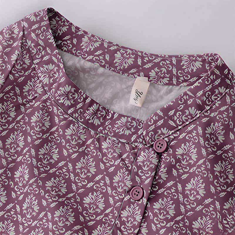 Buddha Stones Abito estivo da donna a maniche corte con coulisse, bottoni e stampa floreale, con tasche. - image 3