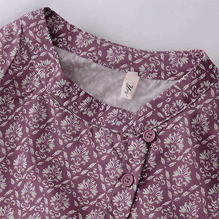 Buddha Stones Abito estivo da donna a maniche corte con coulisse, bottoni e stampa floreale, con tasche. - image 3