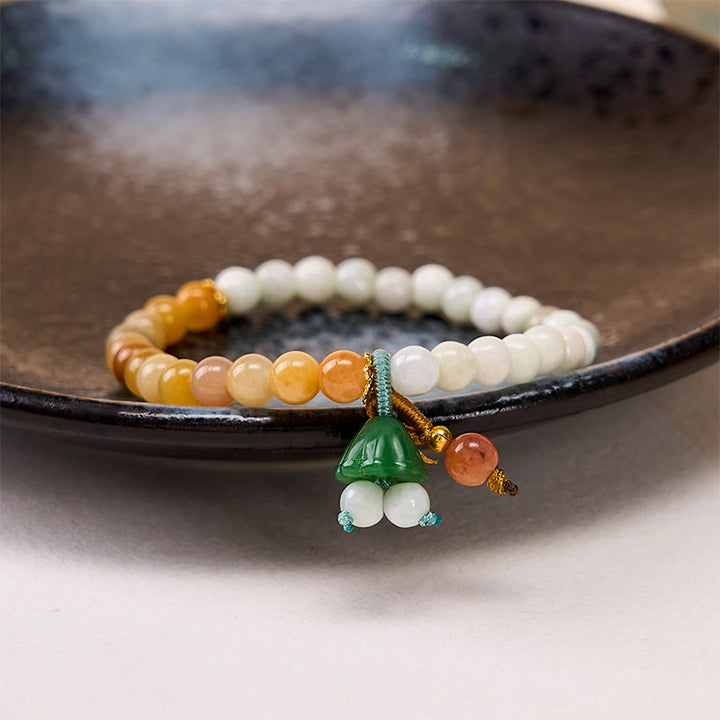 Buddha Stones Braccialetto portafortuna con fibbia a forma di baccello di loto in giada e quarzite, simbolo di pace e abbondanza. - image 4