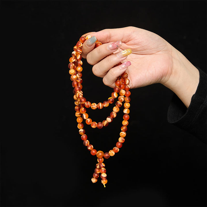 Buddha Stones 108 perle rotonde di ambra tibetana trasparente Mala anti-ansia - image 5