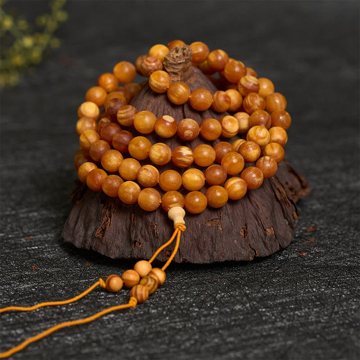 Buddha Stones Mala di energia calmante in legno di pino ricco di resina, con 108 perle. - image 2