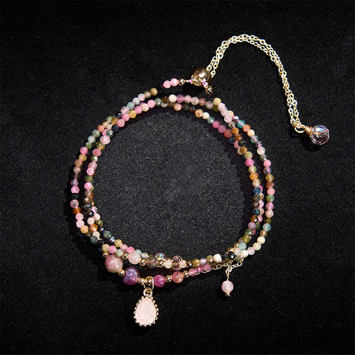 Buddha Stones Bracciale a triplo giro con tormalina naturale e design positivo - image 2