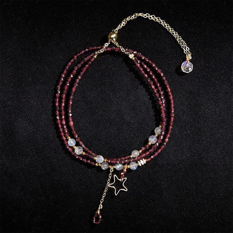 Buddha Stones Bracciale Passione a triplo giro con stelle di granato naturale - image 3