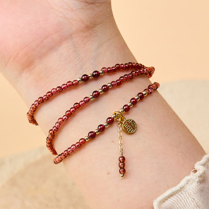 Buddha Stones Bracciale purificante a triplo giro con stelle di granato naturale da 4 mm - image 5