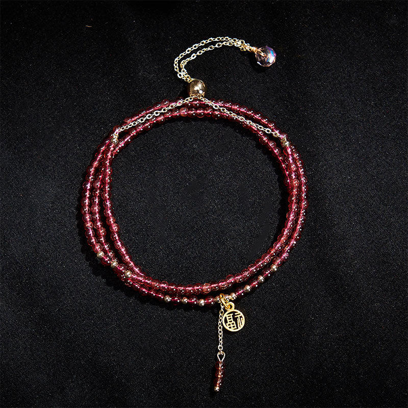 Buddha Stones Bracciale purificante a triplo giro con stelle di granato naturale da 4 mm - image 2
