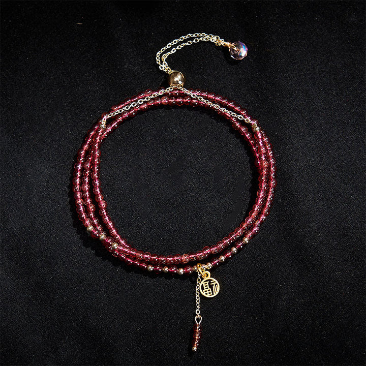 Buddha Stones Bracciale purificante a triplo giro con stelle di granato naturale da 4 mm - image 2