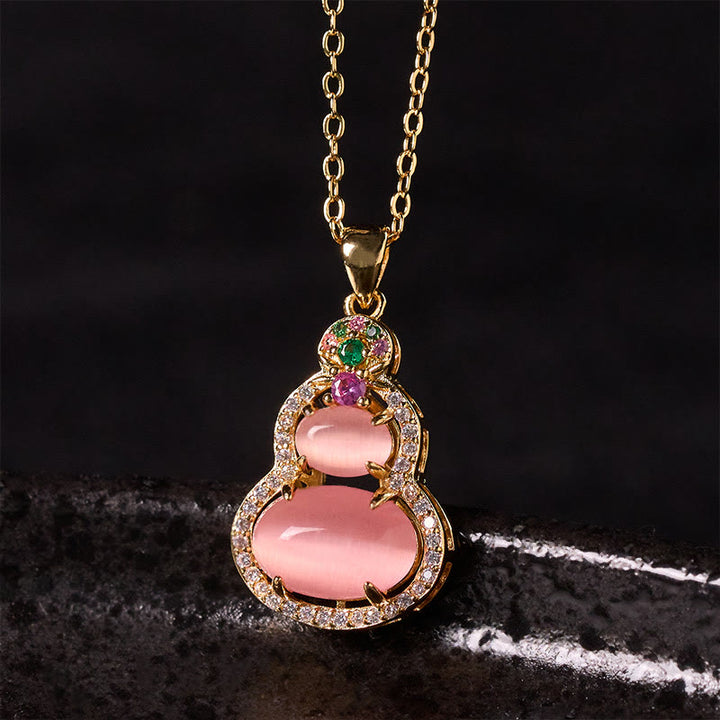 Buddha Stones Collana con ciondolo a forma di zucca di calcedonio rosa e simbolo di ottimismo - Calcedonio rosa - image 0