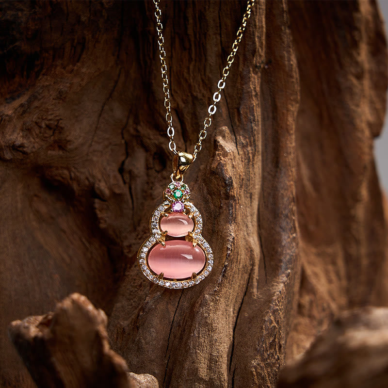 Buddha Stones Collana con ciondolo a forma di zucca di calcedonio rosa e simbolo di ottimismo - image 8