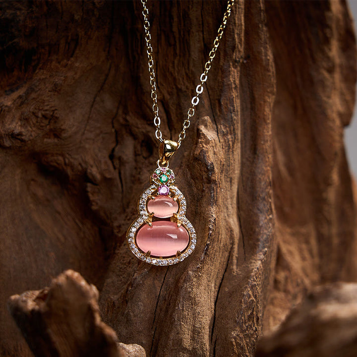 Buddha Stones Collana con ciondolo a forma di zucca di calcedonio rosa e simbolo di ottimismo - image 8