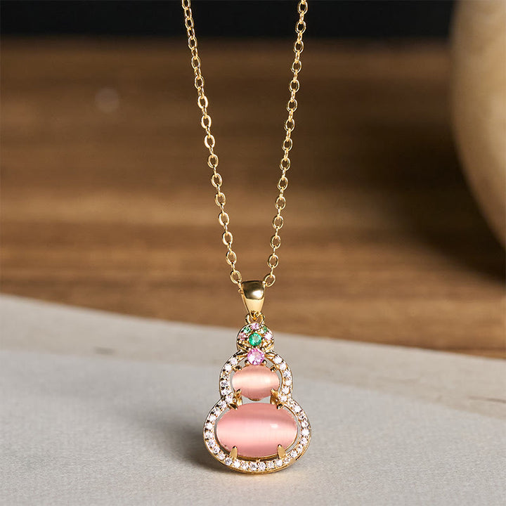 Buddha Stones Collana con ciondolo a forma di zucca di calcedonio rosa e simbolo di ottimismo - image 9
