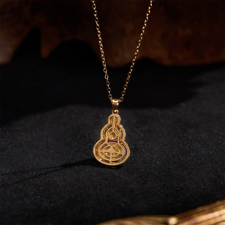 Buddha Stones Collana con ciondolo a forma di zucca di calcedonio rosa e simbolo di ottimismo - image 3