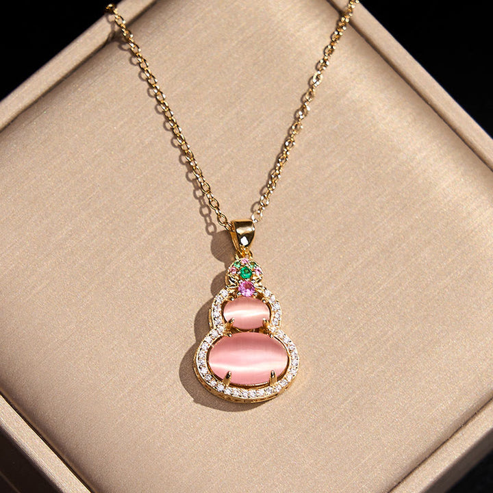Buddha Stones Collana con ciondolo a forma di zucca di calcedonio rosa e simbolo di ottimismo - image 10