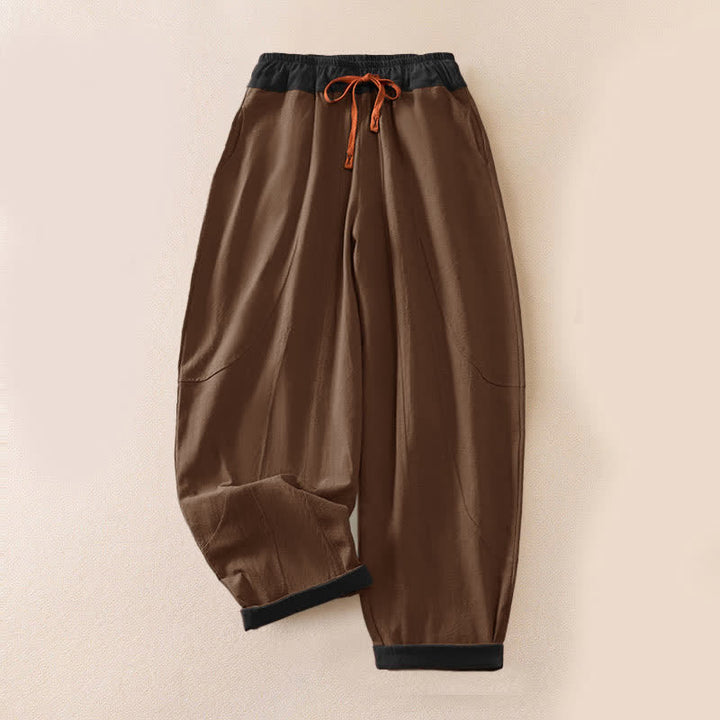 Buddha Stones Pantaloni harem da donna primaverili casual con coulisse in tinta unita, in cotone, con tasche. - Marrone sella - US16, UK/AU20, EU48 (3XL) - image 12