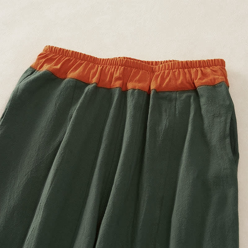 Buddha Stones Pantaloni harem da donna primaverili casual con coulisse in tinta unita, in cotone, con tasche. - image 2