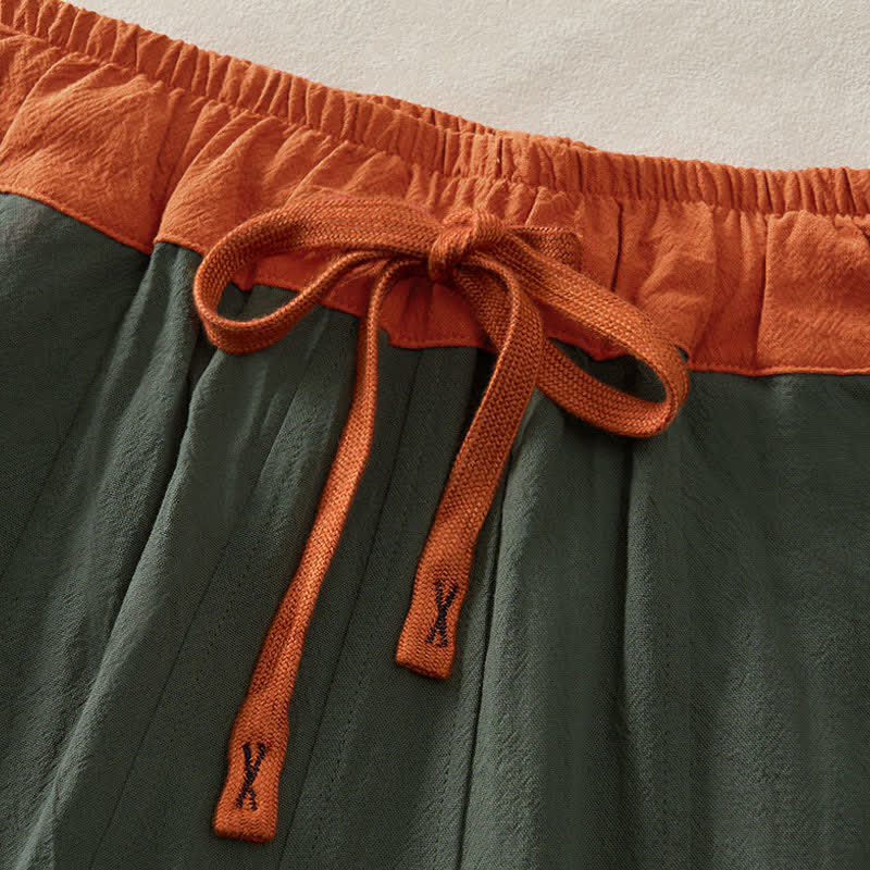 Buddha Stones Pantaloni harem da donna primaverili casual con coulisse in tinta unita, in cotone, con tasche. - image 1