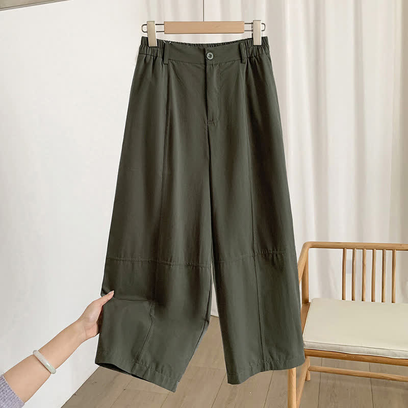 Buddha Stones Pantaloni harem da donna estivi casual con bottoni e tasche. - image 1