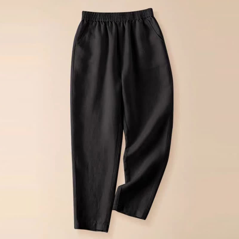 Buddha Stones Pantaloni estivi casual da donna a tinta unita, affusolati e con tasche. - Nero - US8-10, UK/AU12-14, EU40-42 (2XL) - image 27