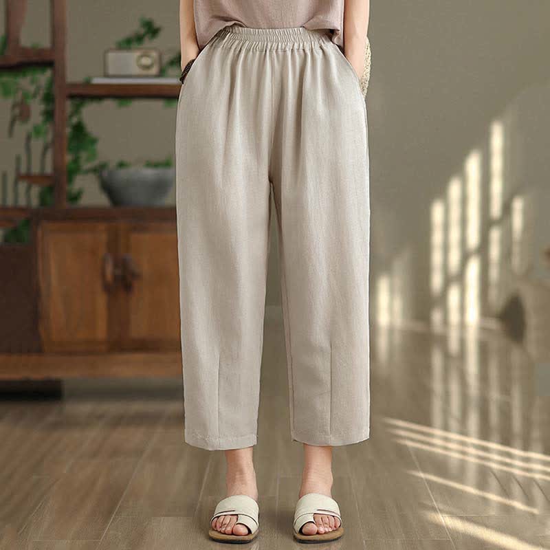 Buddha Stones Pantaloni estivi casual da donna a tinta unita, affusolati e con tasche. - image 15