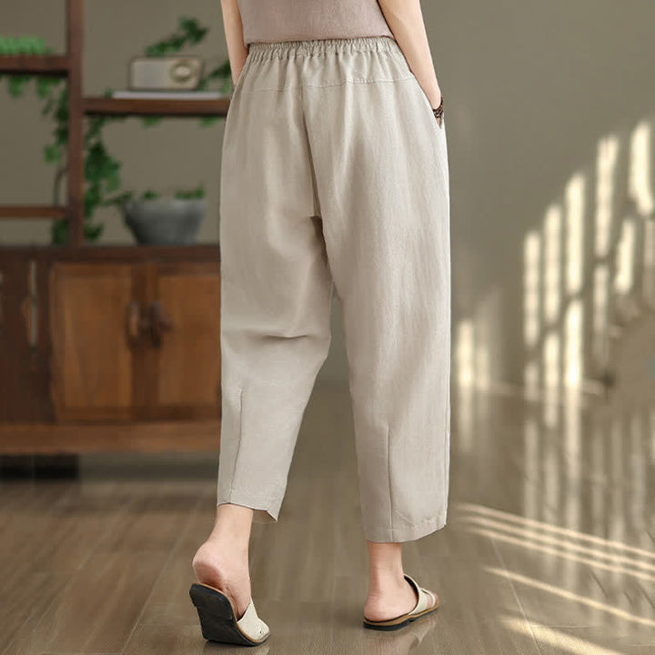 Buddha Stones Pantaloni estivi casual da donna a tinta unita, affusolati e con tasche. - image 14