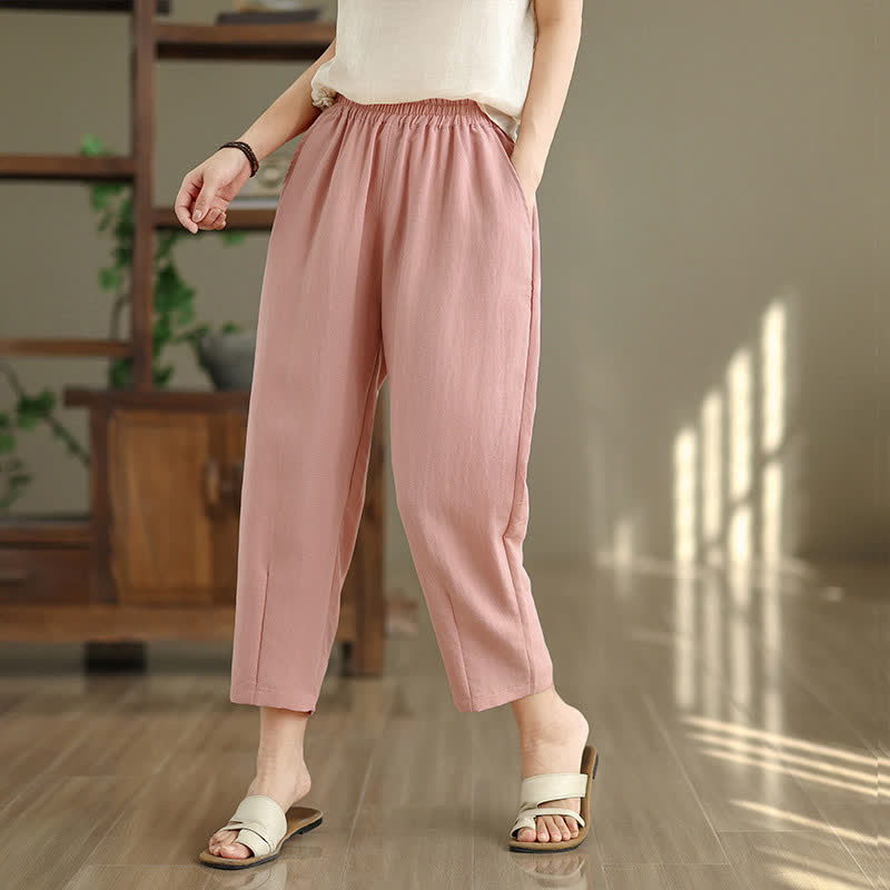 Buddha Stones Pantaloni estivi casual da donna a tinta unita, affusolati e con tasche. - image 21