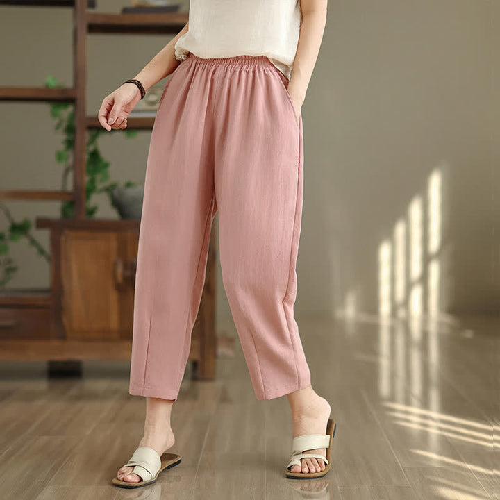 Buddha Stones Pantaloni estivi casual da donna a tinta unita, affusolati e con tasche. - image 21