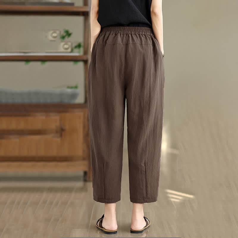 Buddha Stones Pantaloni estivi casual da donna a tinta unita, affusolati e con tasche. - image 4