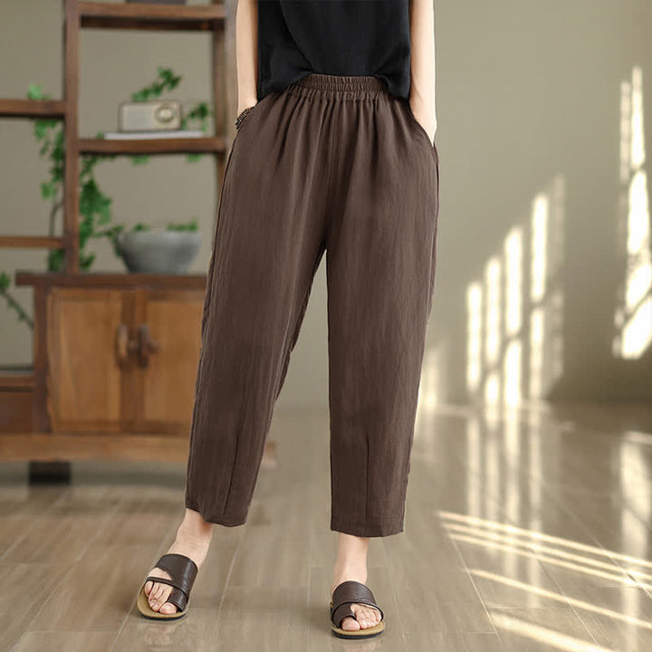 Buddha Stones Pantaloni estivi casual da donna a tinta unita, affusolati e con tasche. - Siena - US8-10, UK/AU12-14, EU40-42 (2XL) - image 0