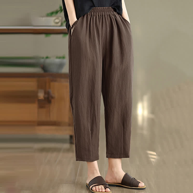 Buddha Stones Pantaloni estivi casual da donna a tinta unita, affusolati e con tasche. - image 7