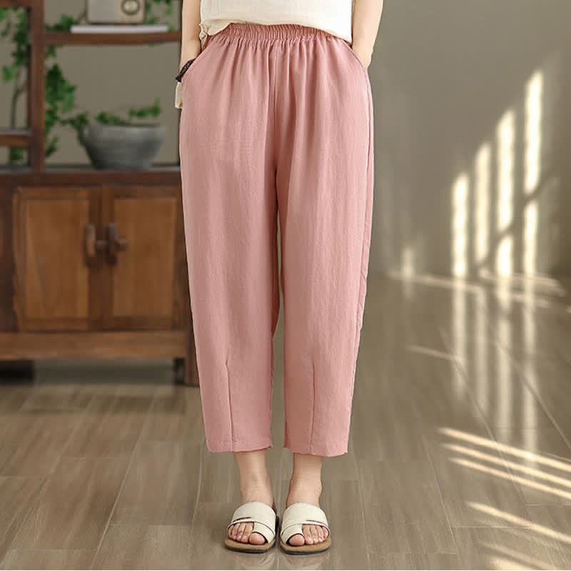 Buddha Stones Pantaloni estivi casual da donna a tinta unita, affusolati e con tasche. - image 20