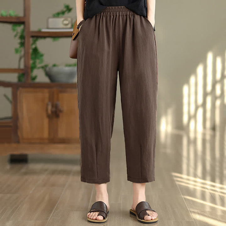 Buddha Stones Pantaloni estivi casual da donna a tinta unita, affusolati e con tasche. - image 5