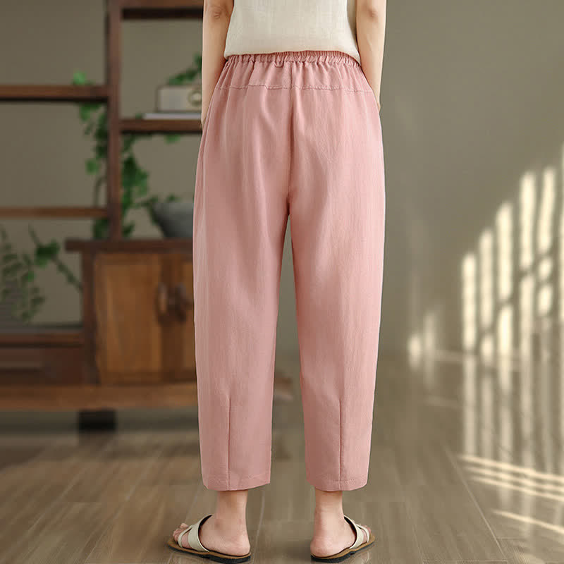 Buddha Stones Pantaloni estivi casual da donna a tinta unita, affusolati e con tasche. - image 17