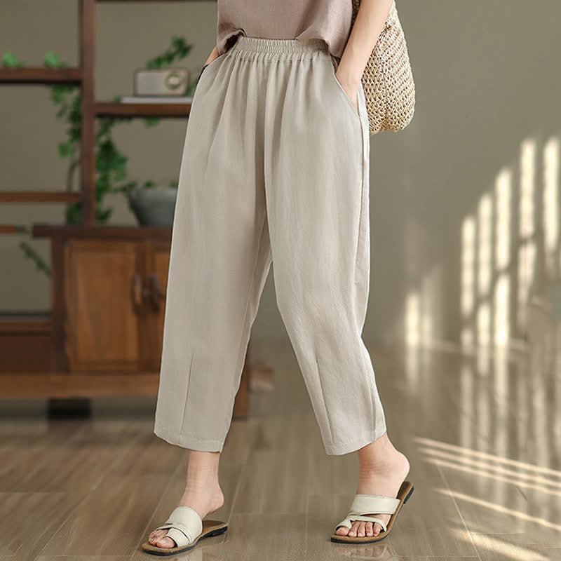 Buddha Stones Pantaloni estivi casual da donna a tinta unita, affusolati e con tasche. - image 13