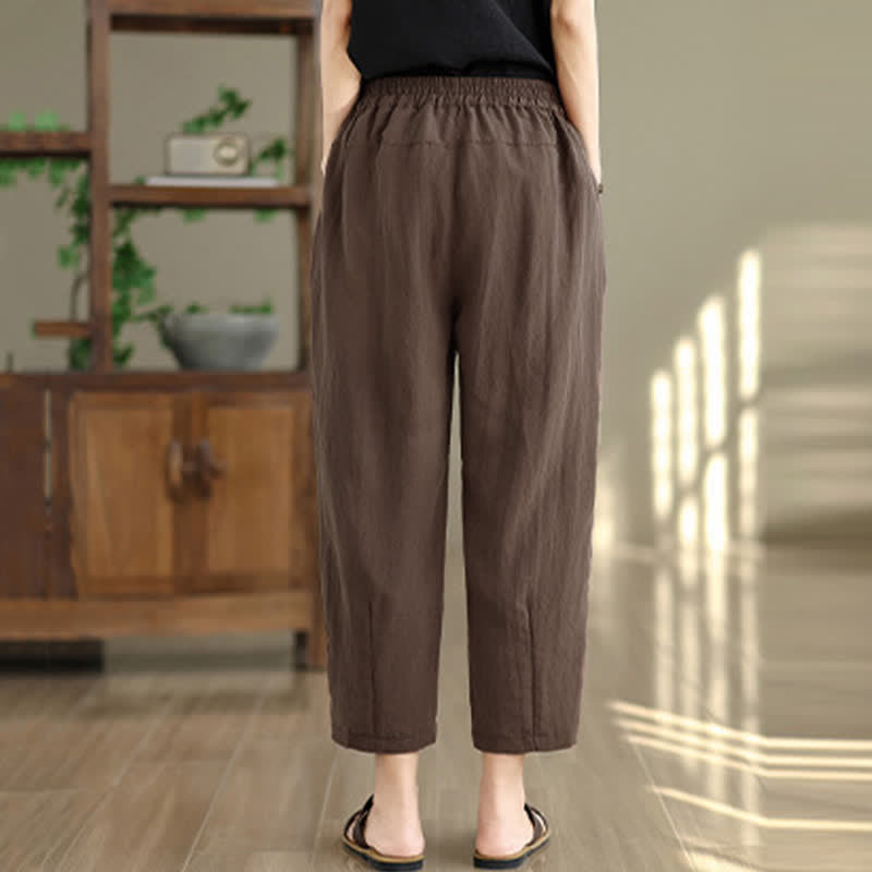 Buddha Stones Pantaloni estivi casual da donna a tinta unita, affusolati e con tasche. - image 2