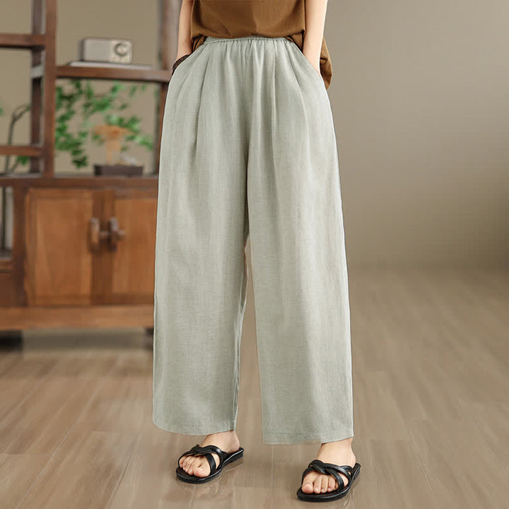 Buddha Stones Pantaloni harem da donna estivi minimalisti, plissettati e a tinta unita con tasche. - image 17