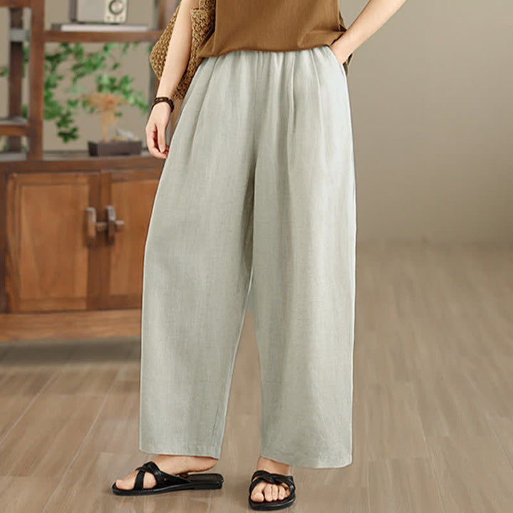 Buddha Stones Pantaloni harem da donna estivi minimalisti, plissettati e a tinta unita con tasche. - image 15