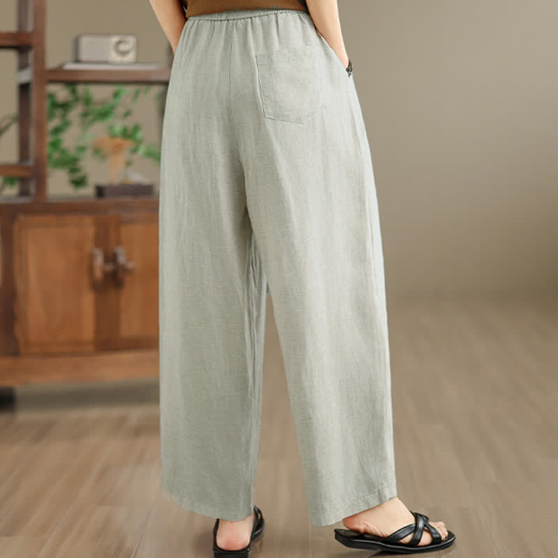 Buddha Stones Pantaloni harem da donna estivi minimalisti, plissettati e a tinta unita con tasche. - image 13