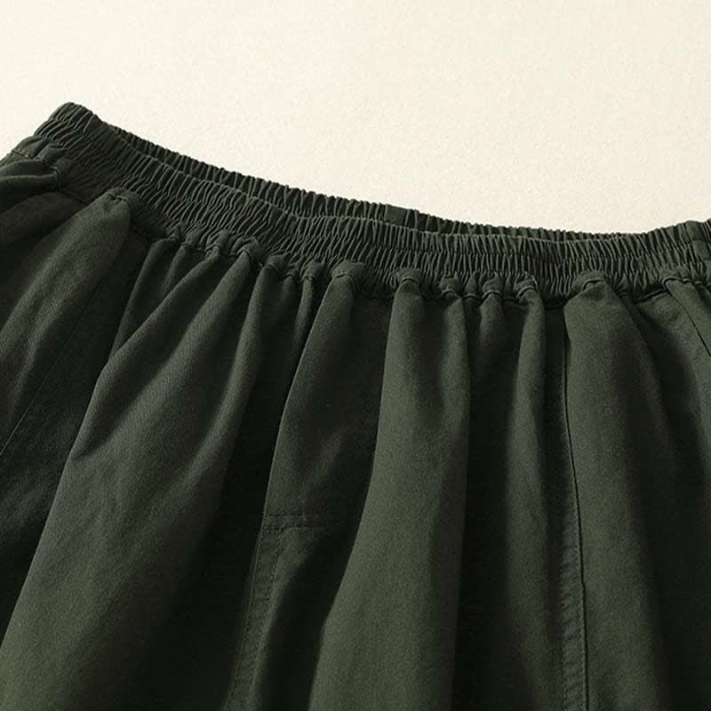 Buddha Stones Pantaloni estivi casual da donna a tinta unita con elastico in vita e gamba affusolata e tasche. - image 3