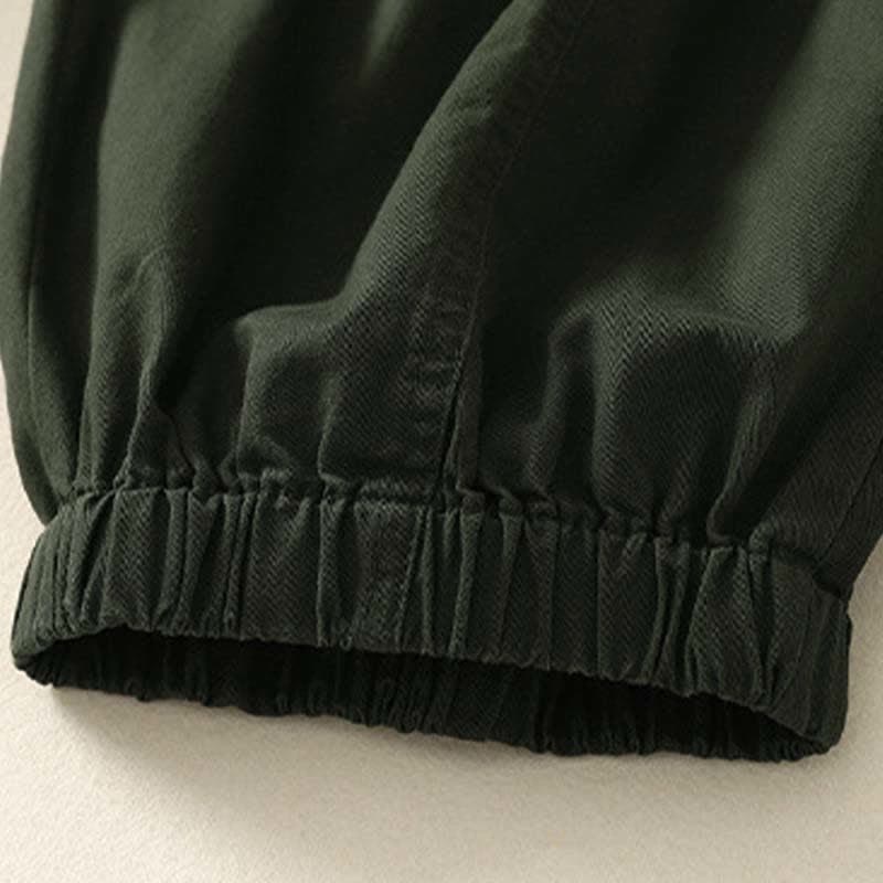 Buddha Stones Pantaloni estivi casual da donna a tinta unita con elastico in vita e gamba affusolata e tasche. - image 4