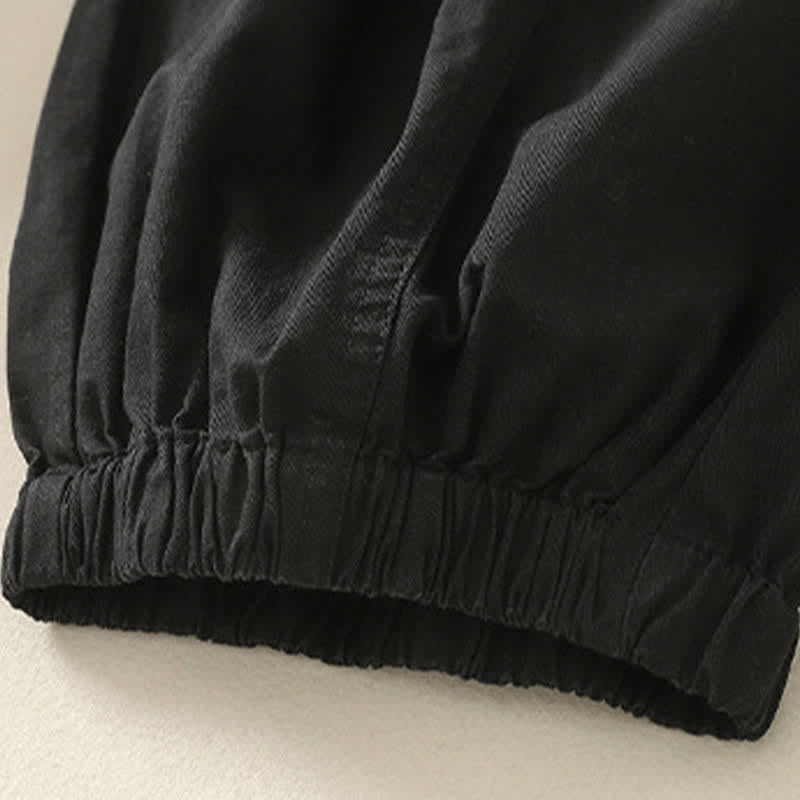 Buddha Stones Pantaloni estivi casual da donna a tinta unita con elastico in vita e gamba affusolata e tasche. - image 9