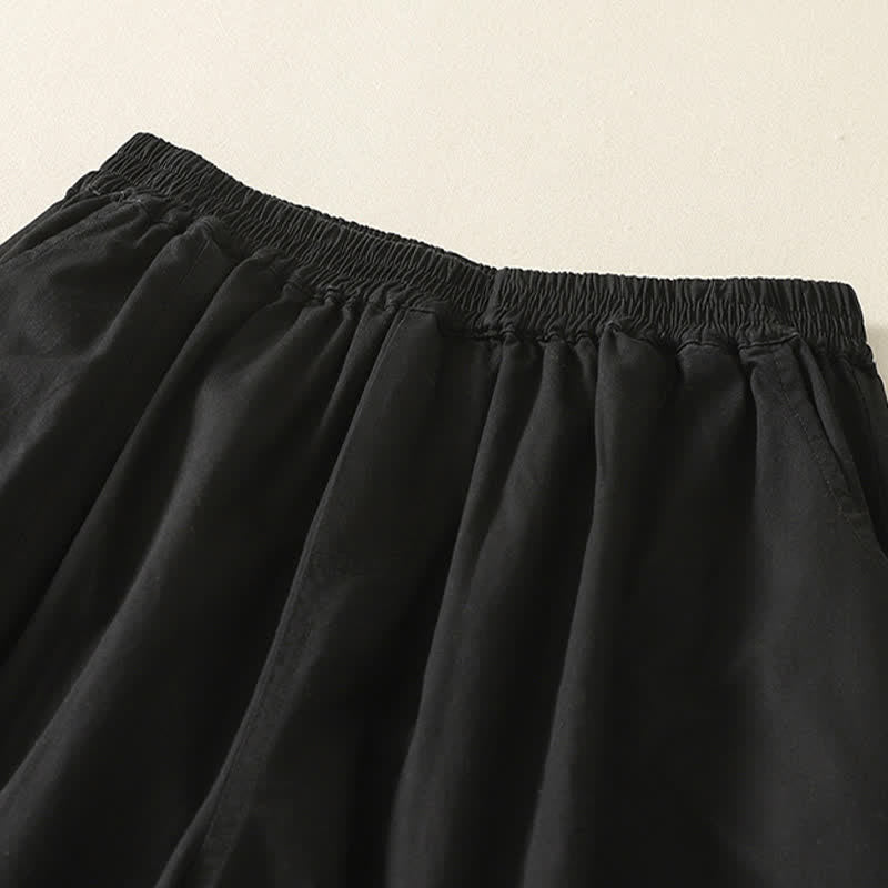 Buddha Stones Pantaloni estivi casual da donna a tinta unita con elastico in vita e gamba affusolata e tasche. - image 8