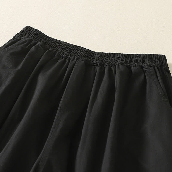 Buddha Stones Pantaloni estivi casual da donna a tinta unita con elastico in vita e gamba affusolata e tasche. - image 8