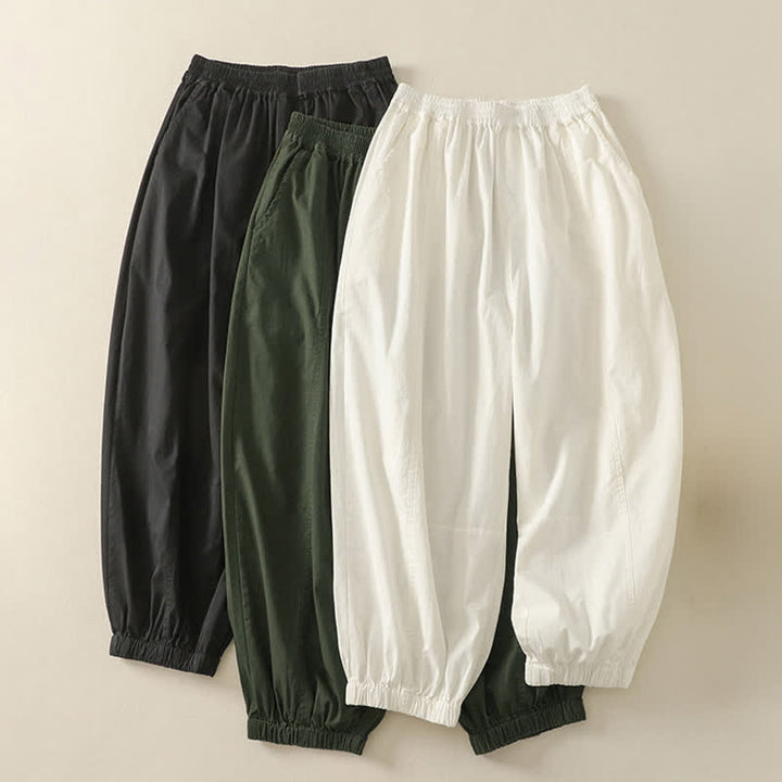 Buddha Stones Pantaloni estivi casual da donna a tinta unita con elastico in vita e gamba affusolata e tasche. - image 20