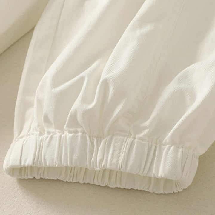 Buddha Stones Pantaloni estivi casual da donna a tinta unita con elastico in vita e gamba affusolata e tasche. - image 13