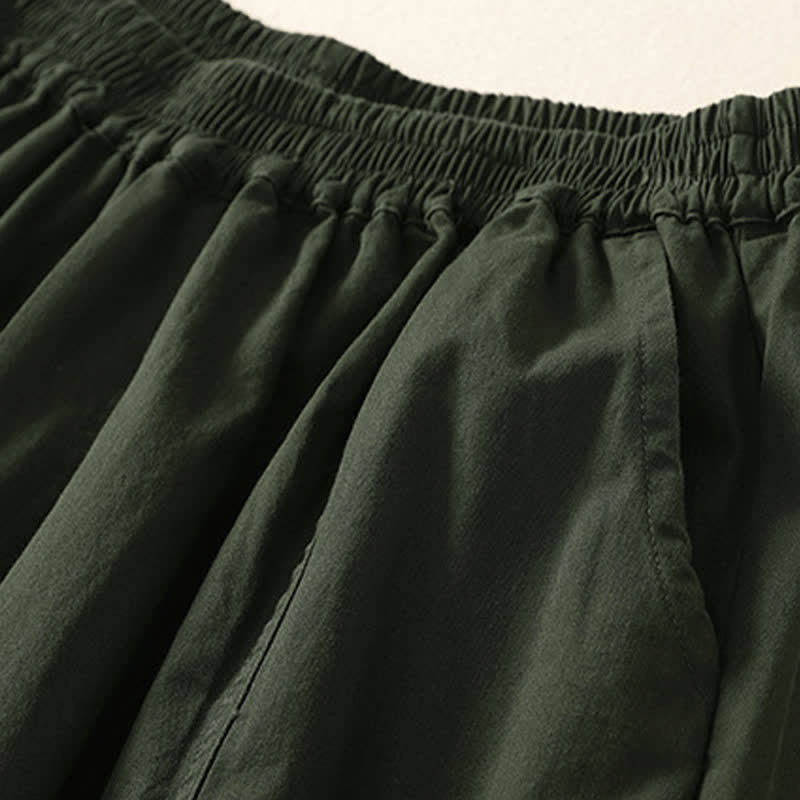 Buddha Stones Pantaloni estivi casual da donna a tinta unita con elastico in vita e gamba affusolata e tasche. - image 1