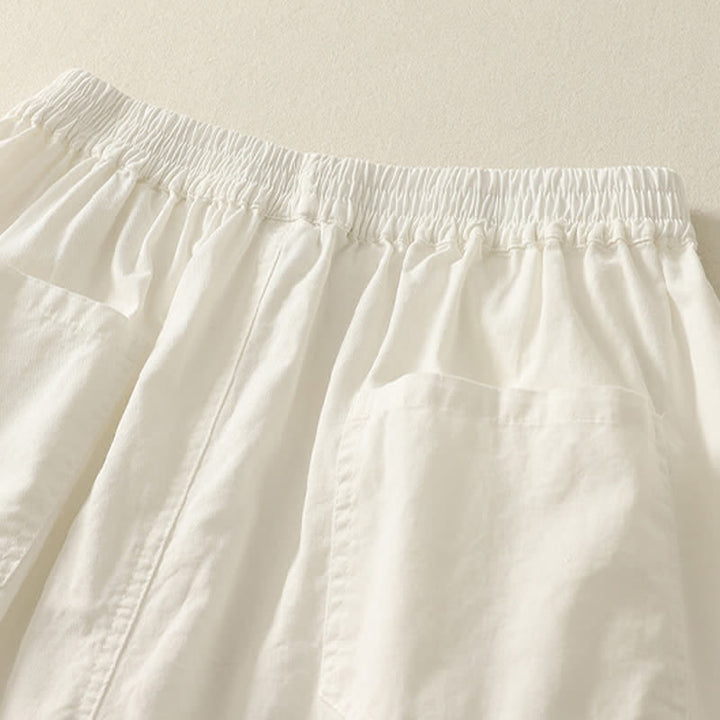 Buddha Stones Pantaloni estivi casual da donna a tinta unita con elastico in vita e gamba affusolata e tasche. - image 16