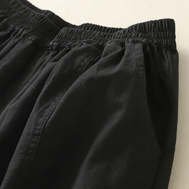 Buddha Stones Pantaloni estivi casual da donna a tinta unita con elastico in vita e gamba affusolata e tasche. - image 6