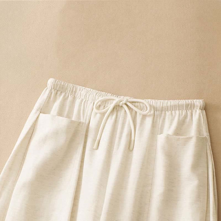 Buddha Stones Pantaloni dritti da donna estivi minimalisti con coulisse e tasche. - image 2